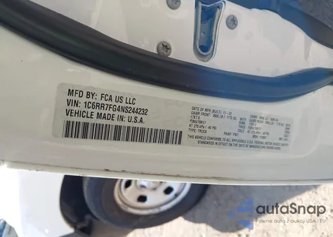 2022 Ram 1500 Classic Tradesman 4X4 6'4 Box from USA, damaged, VIN 1C6RR7FG4NS244232